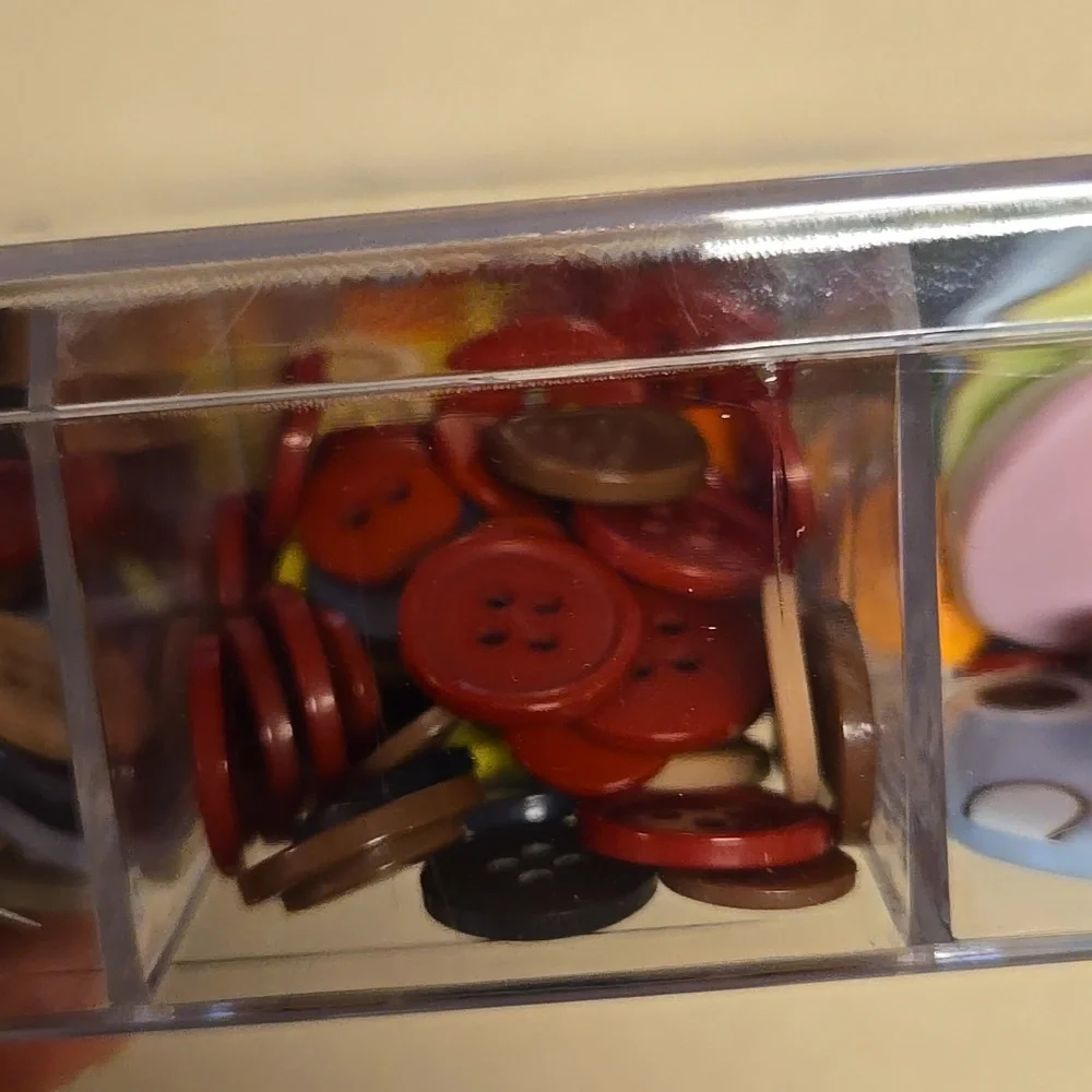 Multi-Color Button Lot With Storage Container